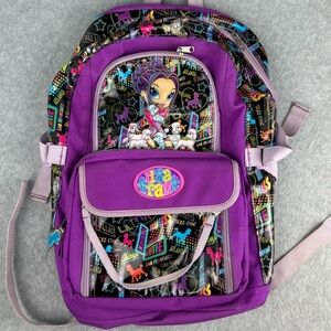 Vintage Lisa Frank Glamour City Girl & Poodles Canvas Vinyl Purple Backpack Y2K